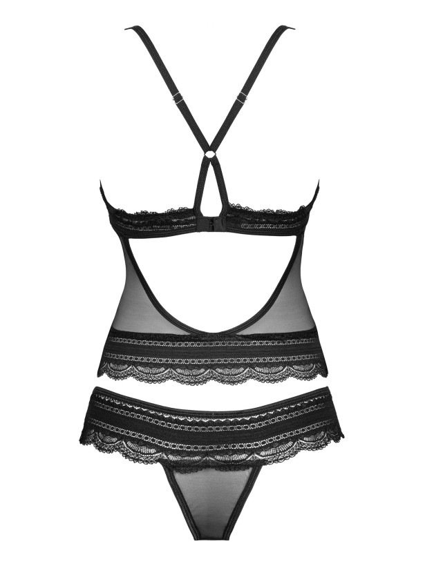 Obsessive Ivannes Sheer Lace-Trim Top & Thong Set
