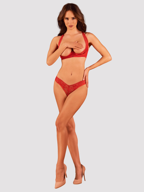 Red Lingerie Set Obsessive Lacelove — Cupless