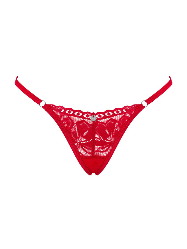 Red Thong Obsessive Lacelove — Floral Lace