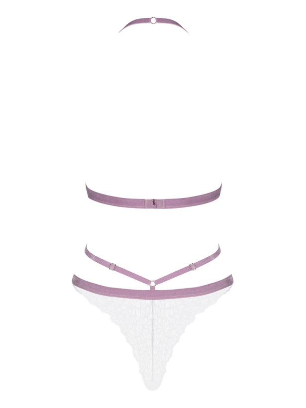 White Lace Bodysuit Obsessive Lilyanne — Lilac Straps
