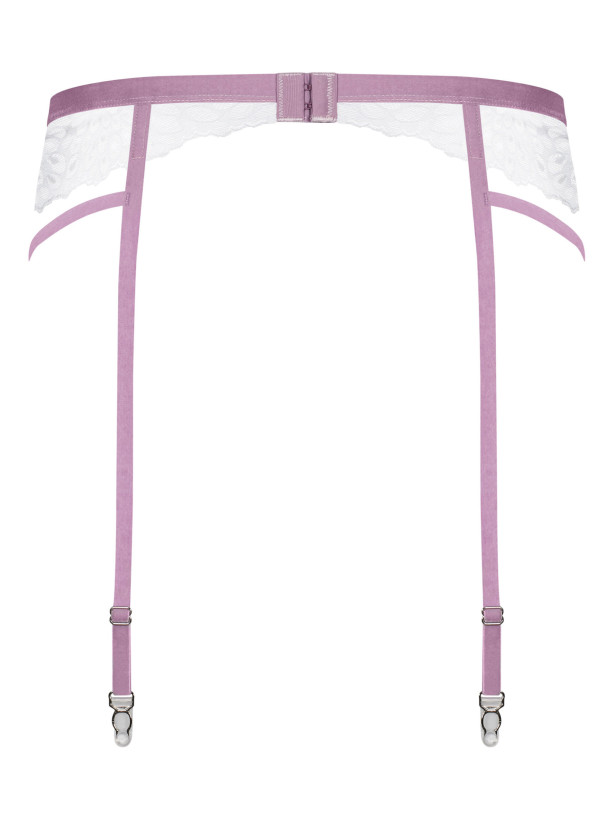 White Lilac Garter Belt Obsessive Lilyanne — Lace Trim