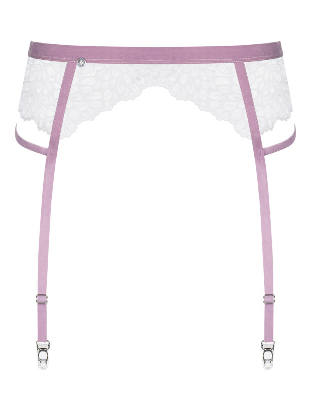 White Lilac Garter Belt Obsessive Lilyanne — Lace Trim