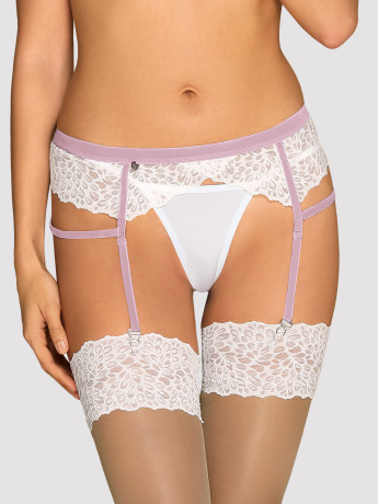 White Lilac Garter Belt Obsessive Lilyanne — Lace Trim