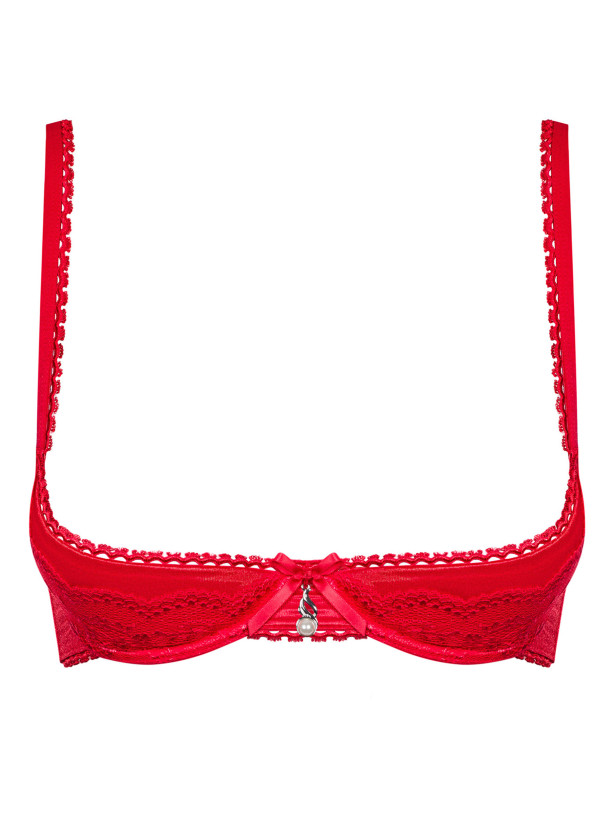 Red Cupless Bra Obsessive Lovica — Lace Trim