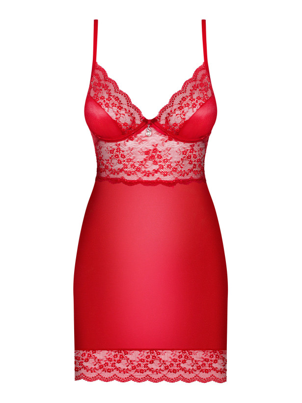 Red Chemise Set Obsessive Lovica — Underwire Cups