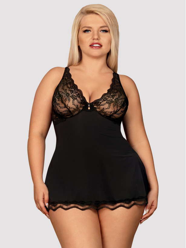 Black Babydoll Set Obsessive Luvae — Lace Nightgown