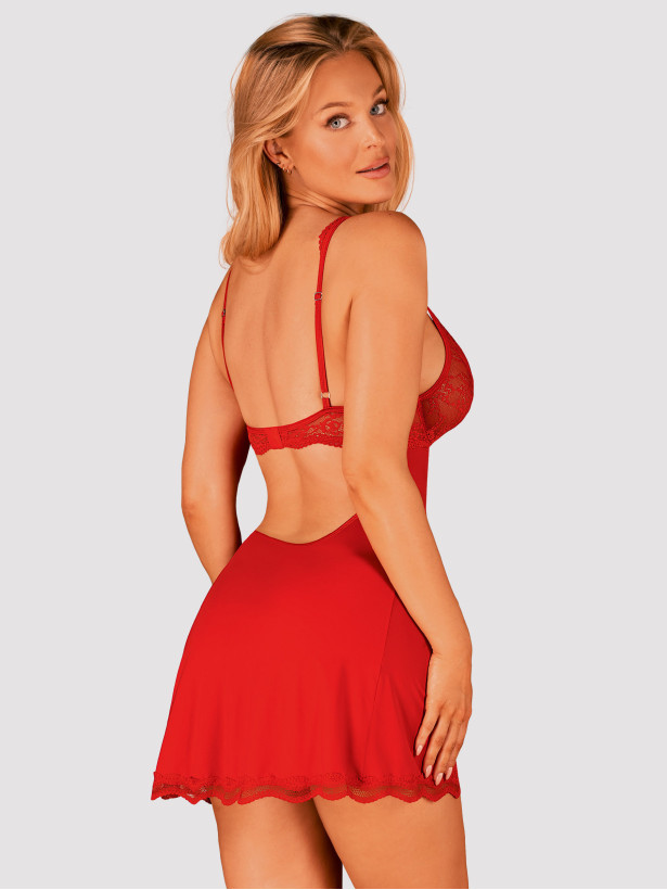 Red Babydoll Set Obsessive Luvae — Underwired Cups