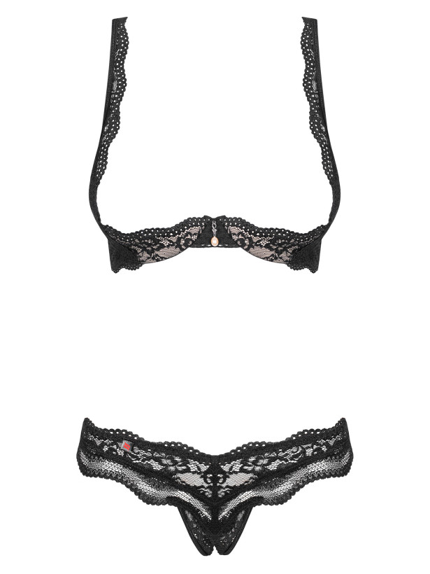 Black Lingerie Set Obsessive Luvae — Open Bra