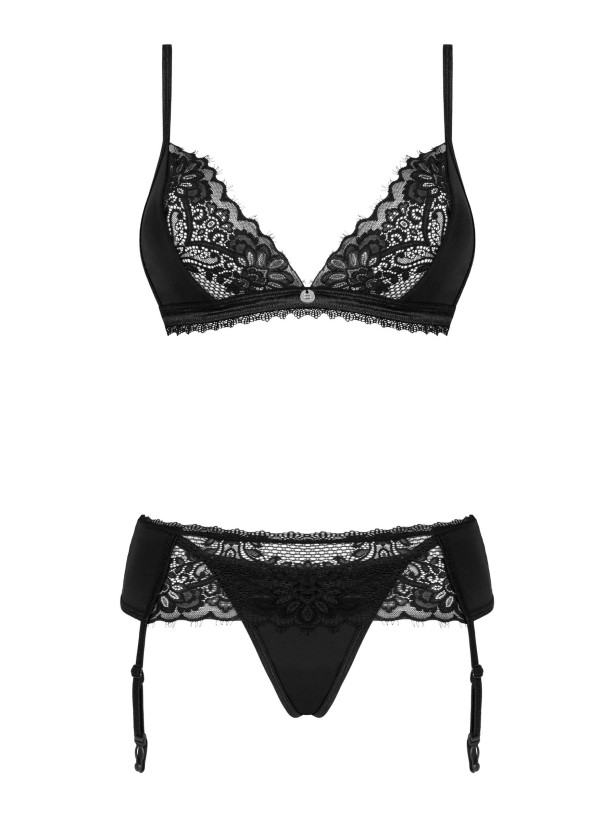 Black Lingerie Set Obsessive Maderris — Floral Lace