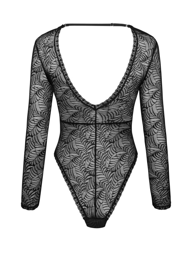 Black Lace Bodysuit Obsessive Merlys — Long Sleeve Teddy