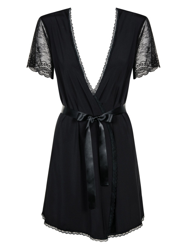 Black Lace Robe Obsessive Miamor — Sheer Sleeves