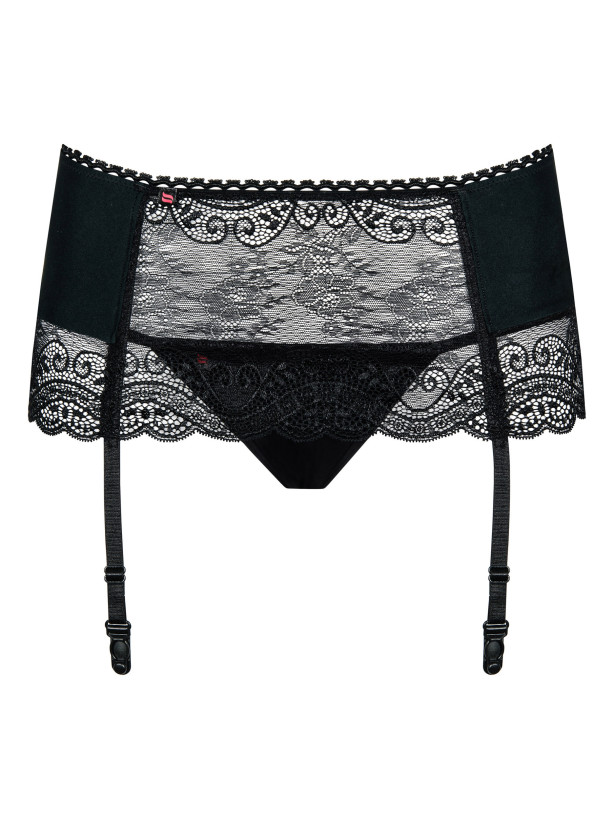 Black Lingerie Set Obsessive Miamor — Wide Lace Garter Belt