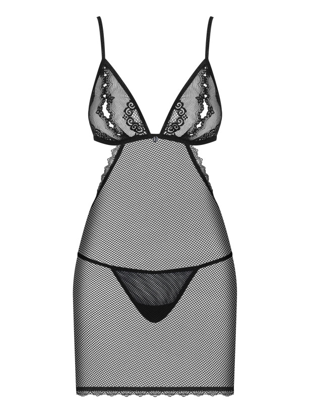 Obsessive Millagro Lace Plunge Babydoll with Open Back & G-string