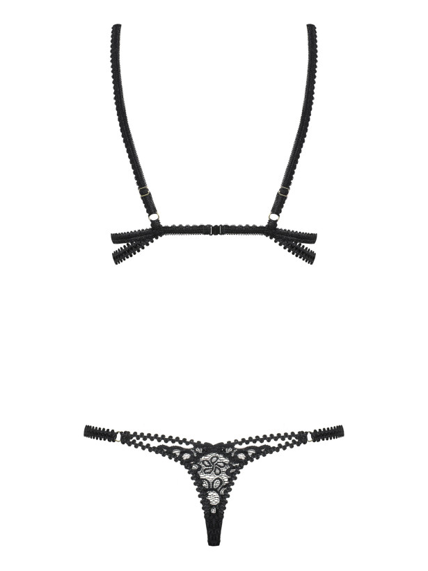 Obsessive Mixty Sensual Lace Bodysuit with Striking Decorative Straps