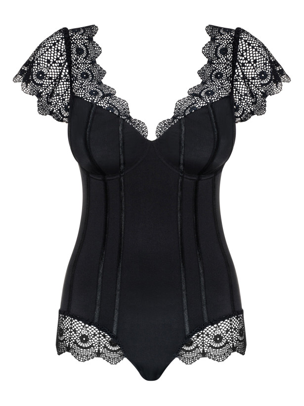 Obsessive Moketta Striking Women's Bodysuit with Luxurious Lace