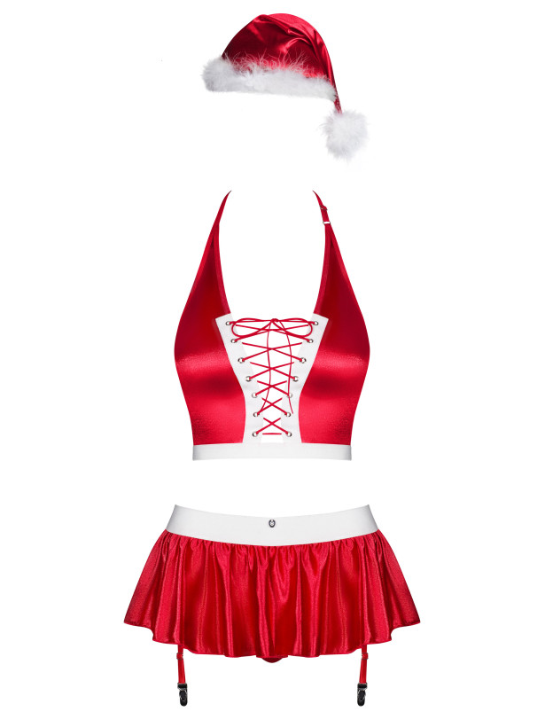 Obsessive Ms Claus Christmas Costume (4-Piece Set)