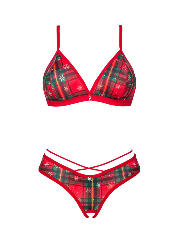 Obsessive Ms Merrilo Merry Plaid Bra & Thong Set