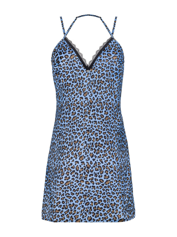 Blue Leopard Chemise Obsessive Nadines — Lace Set