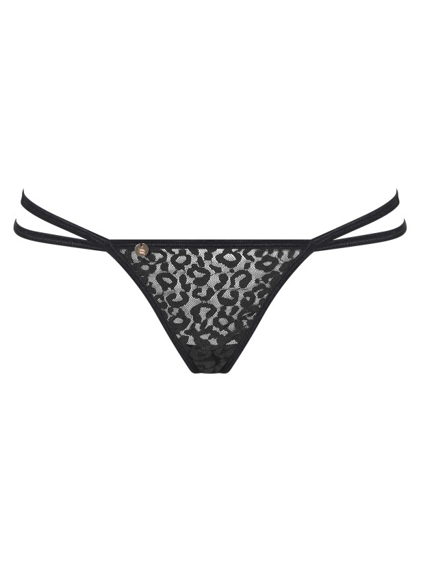 Pantheria String-Tanga: Verführerisches, transparentes Netzgewebe mit Leopardenmuster und Kettendetails