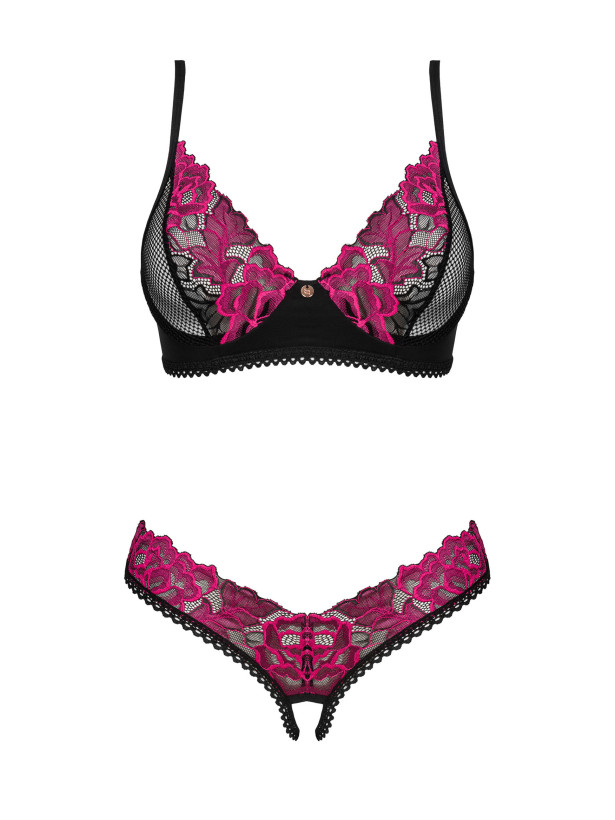 Black Pink Set Obsessive Rosenty — Open Thong