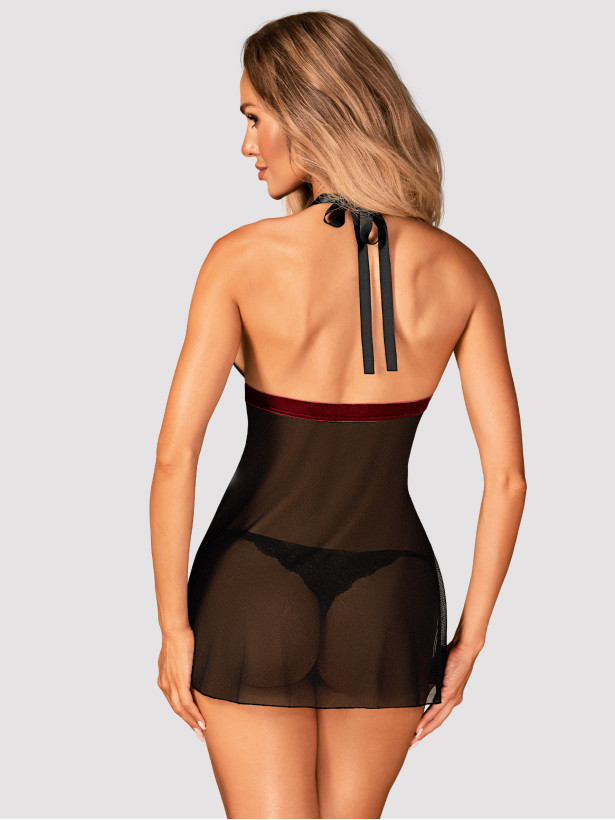 Black Lace Babydoll Obsessive Rossita — Sheer Lingerie