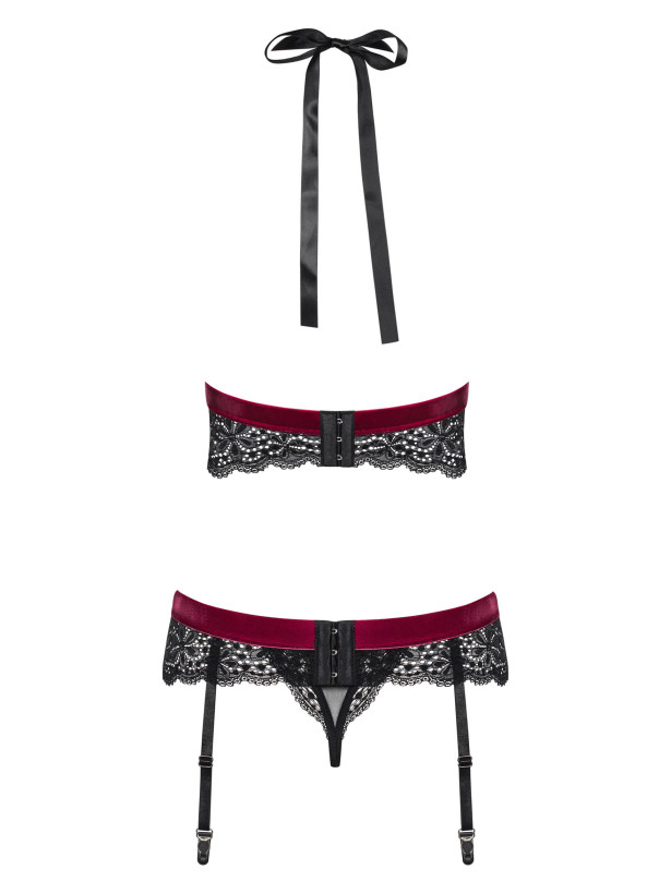 Obsessive Rossita Erotisches Spitzen-Set mit Strumpfhalter