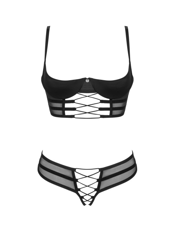 Obsessive Roxelia Cupless Bra & Crotchless Thong Set