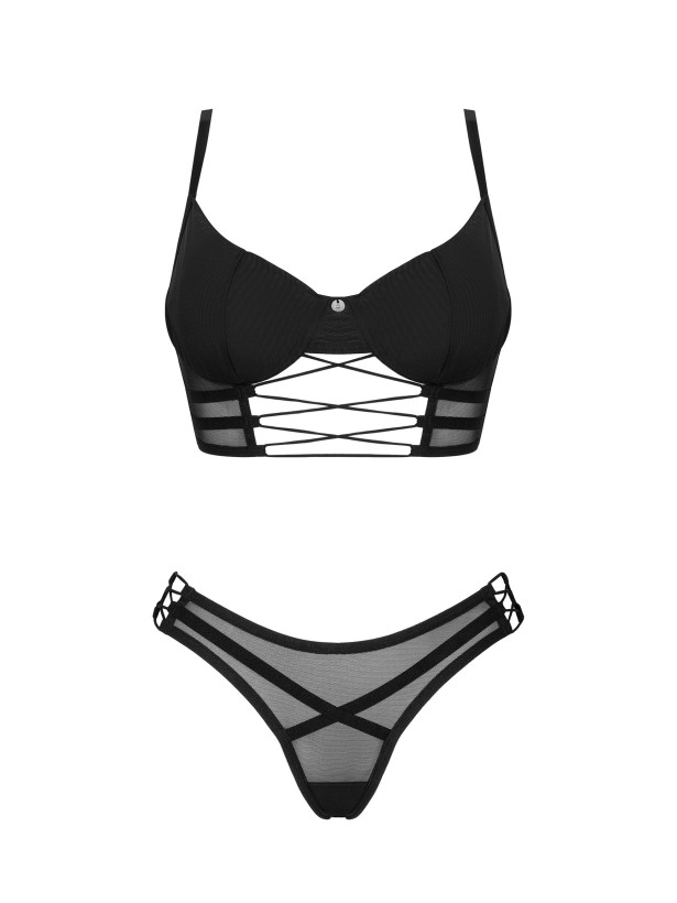 Black Lingerie Set Obsessive Roxelia — Sheer Mesh
