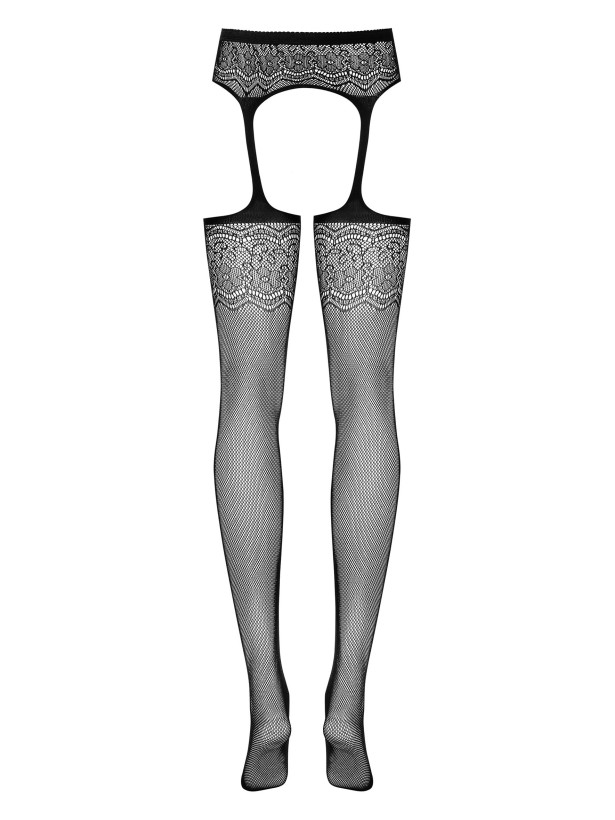 Black Garter Stockings Obsessive S207 — Floral Lace