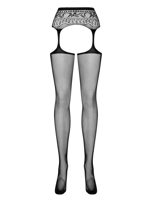 Black Garter Stockings Obsessive S307 — Open Crotch