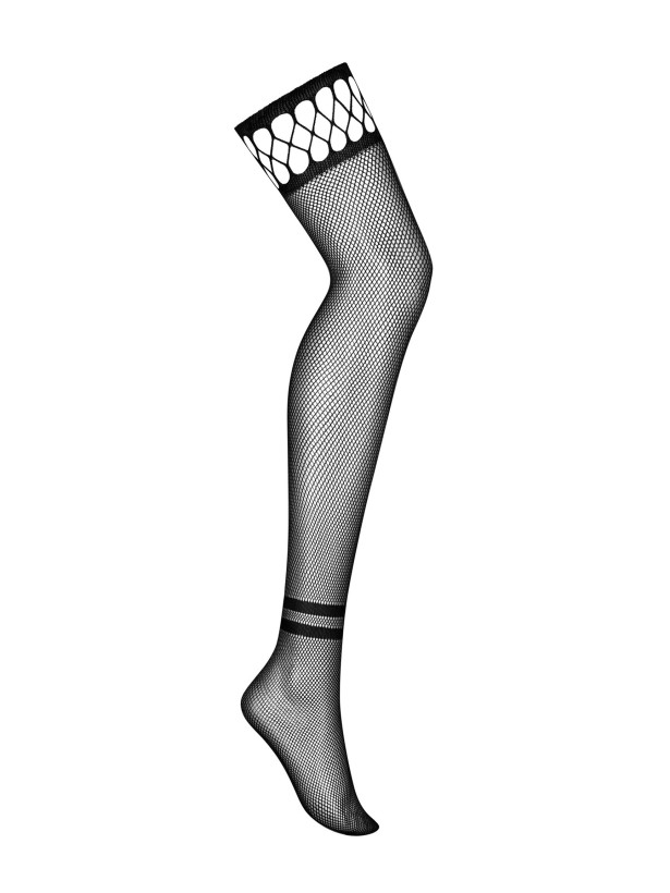 Obsessive S826 Fishnet Thigh Highs with Wide Lace Top