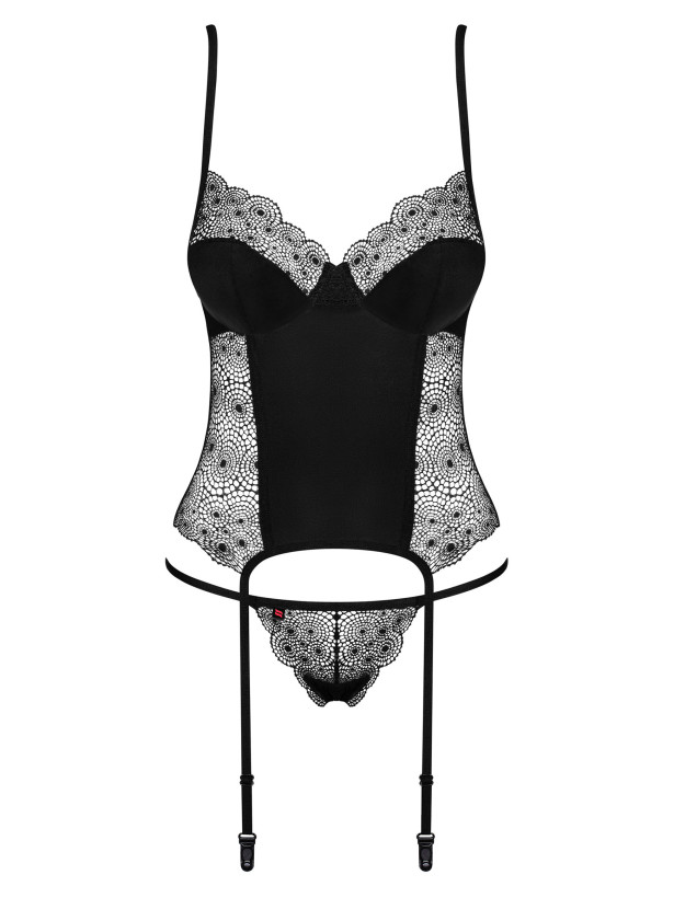 Black Lace Corset Obsessive Sharlotte — Underwired Set