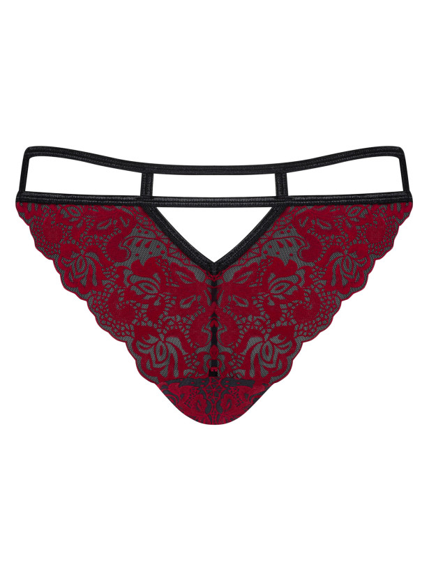Burgundy Lace Panties Obsessive Sugestina — Strappy Tanga