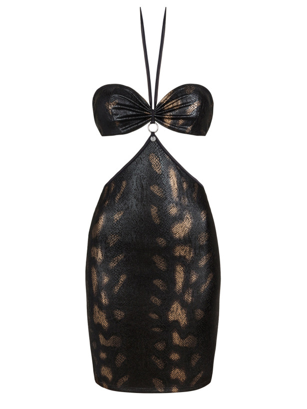 Black Mini Dress Obsessive Vivianty — Snake Print