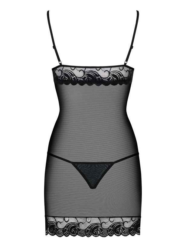 Black Chemise Set Obsessive Wonderia — Sheer Lace
