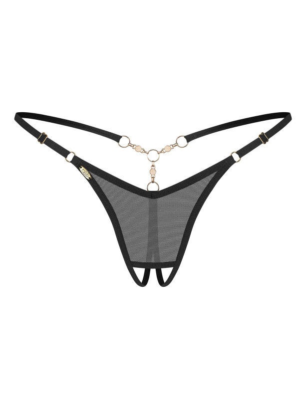 Black Mesh Crotchless Thong Obsessive Oxaria