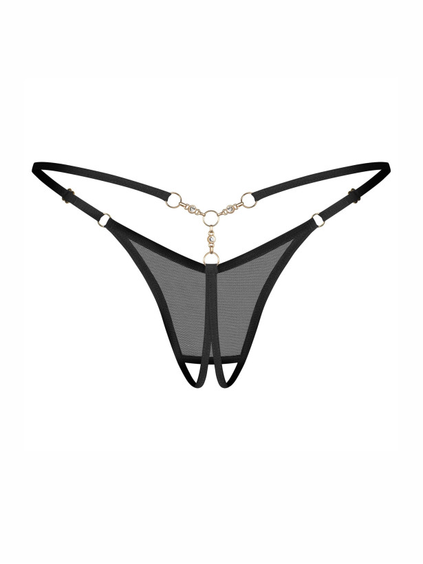 Black Mesh Crotchless Thong Obsessive Oxaria