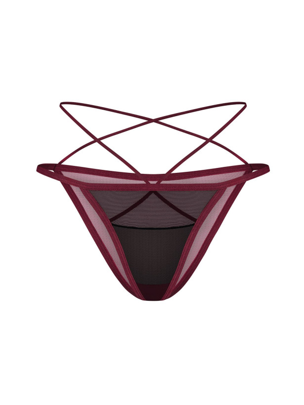 Burgundy Mesh Panties Obsessive Exquisite Parisel — Strappy Design