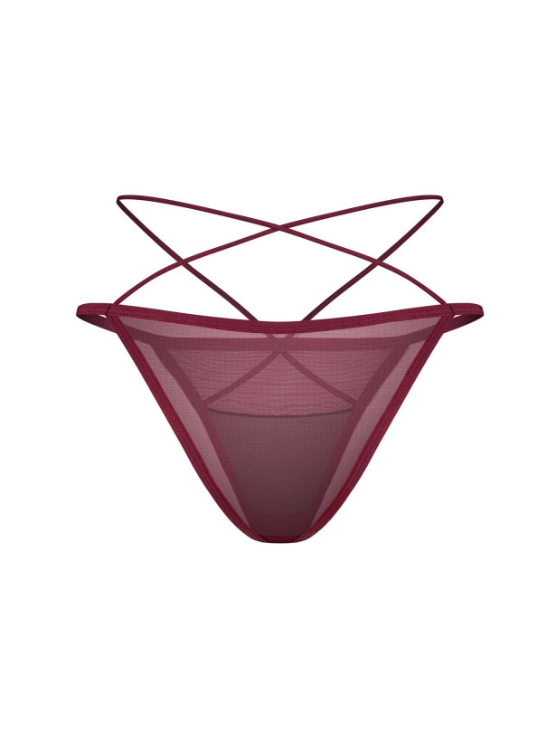 Burgundy Mesh Panties Obsessive Exquisite Parisel — Strappy Design