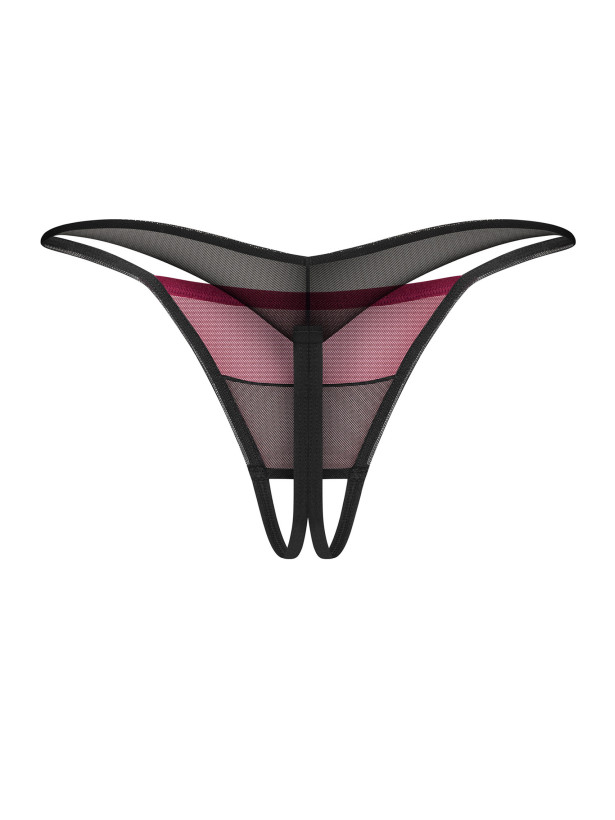 Burgundy Black Mesh Crotchless Thong Obsessive Parisel