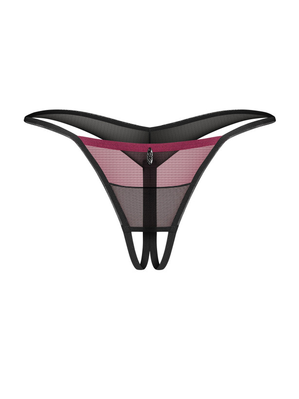 Burgundy Black Mesh Crotchless Thong Obsessive Parisel