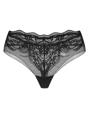 Schwarzer Spitzen-Slip Exquisite Perisia — Hoher Beinausschnitt