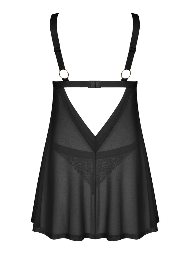 Black Sheer Mesh Open Front Babydoll And Thong Obsessive Elianes
