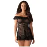 Black Lace Babydoll Obsessive Flores Set