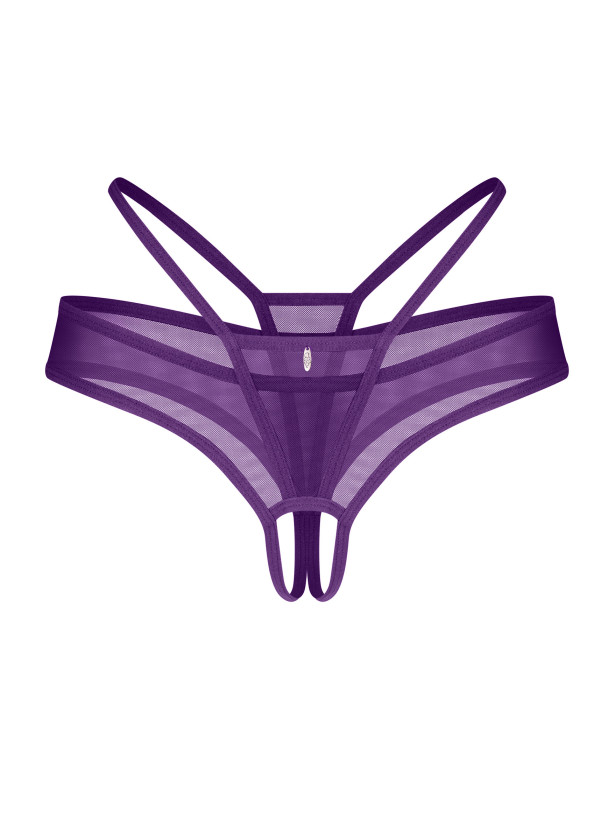 Purple Crotchless Thong Obsessive Vibres — Open Design