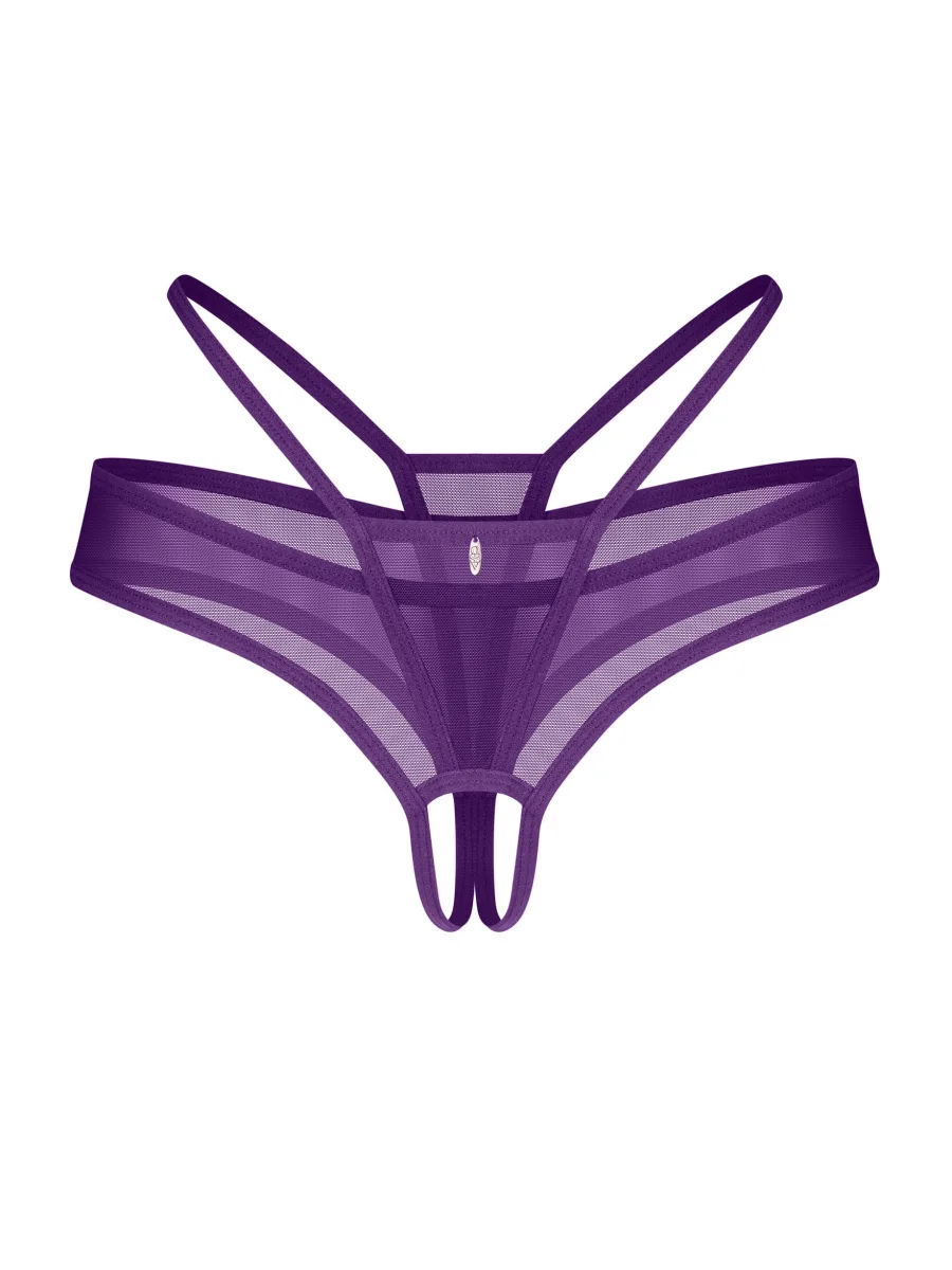 Purple Crotchless Thong Obsessive Vibres — Open Design