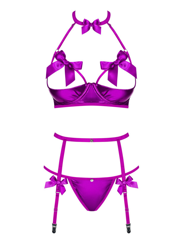 Obsessive Delishya Aufregendes buntes Set mit offenem Büstenhalter