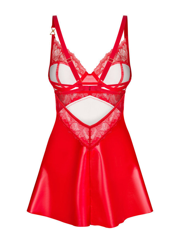 Sinnliches rotes Babydoll mit String Obsessive Aliosa