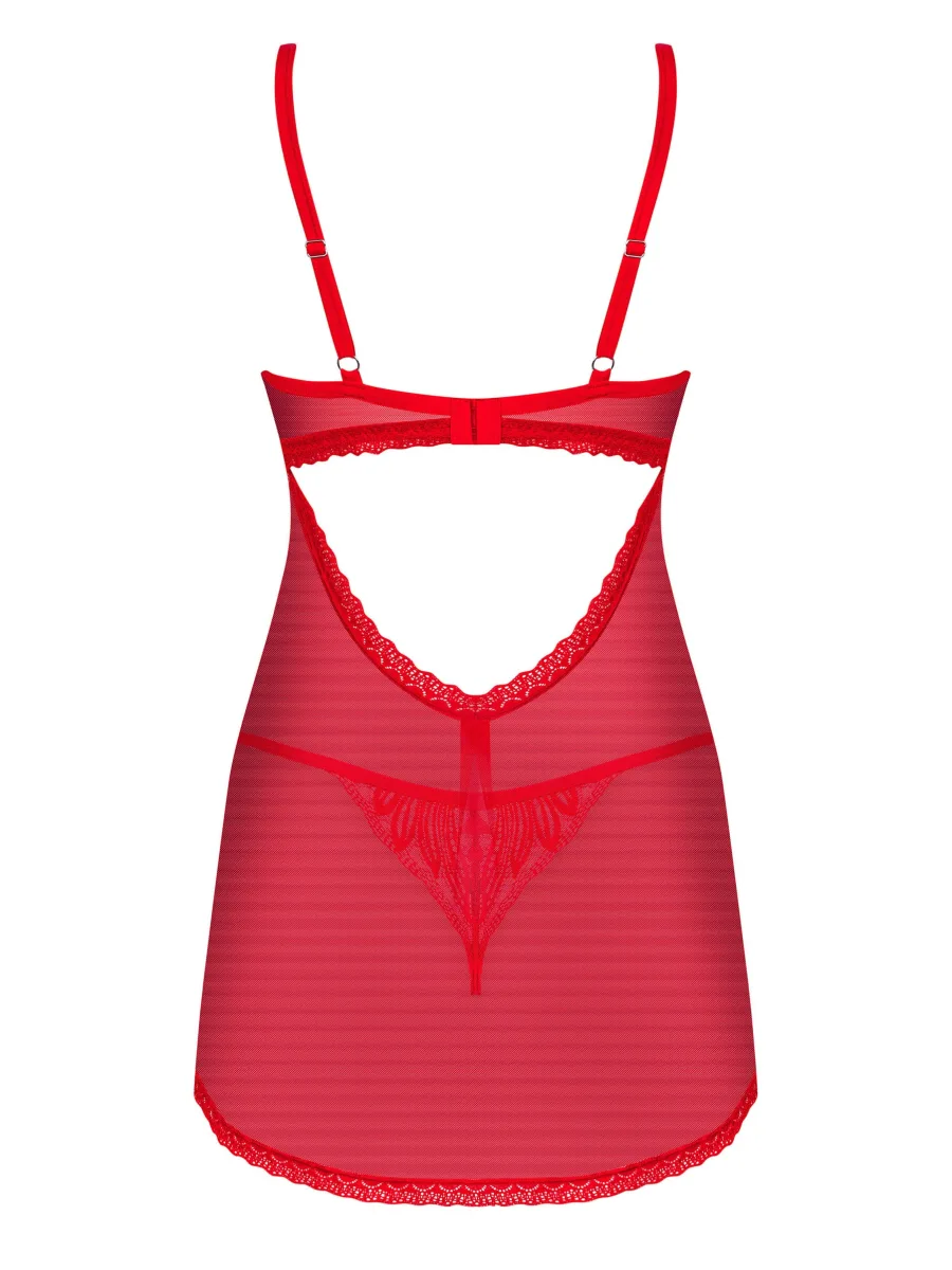 Red Babydoll Obsessive Chilisa — Lace Lingerie Set