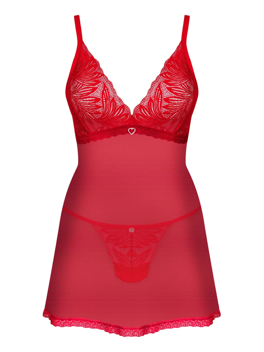 Red Babydoll Obsessive Chilisa — Lace Lingerie Set